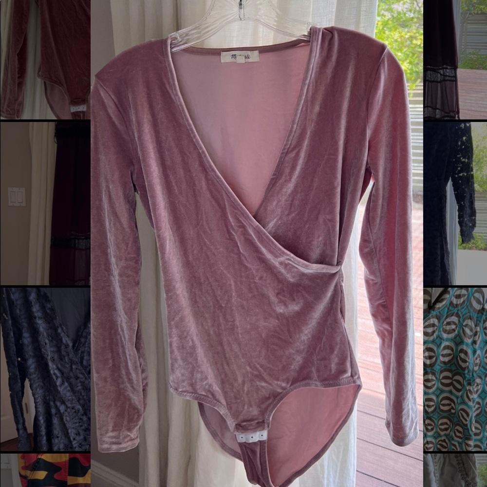 Madewell velvet bodysuit, worn twice